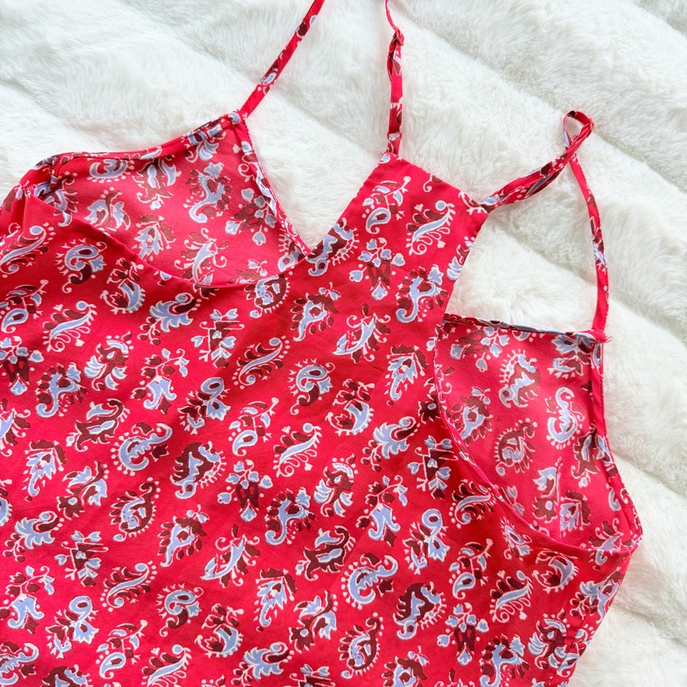 J.Crew Red Paisley Halter Tank Top Size 6 Lightweight Summer - Picture 8 of 9